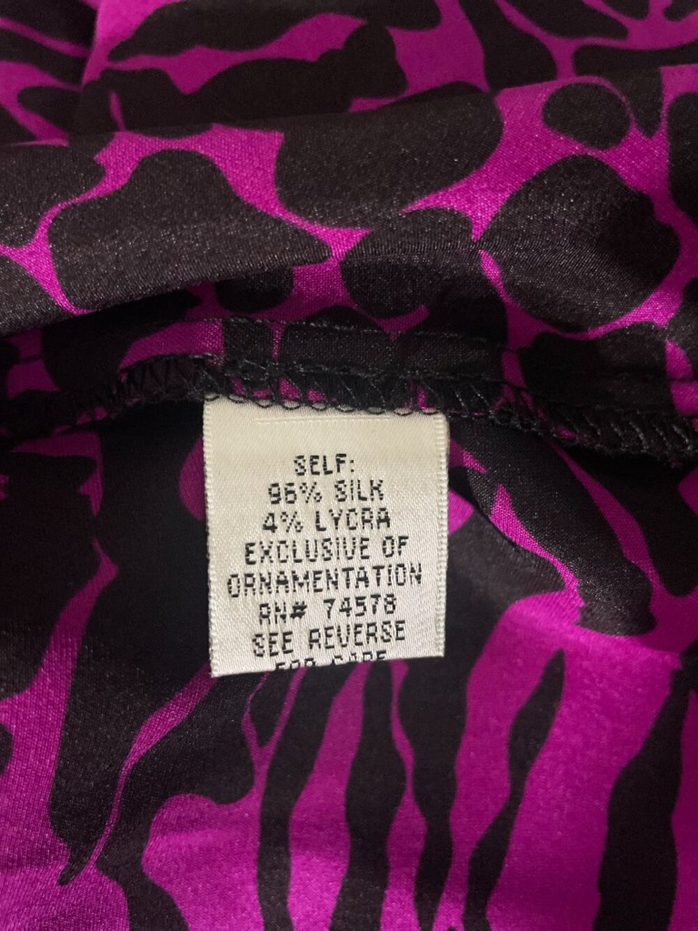 RARE Vintage CACHÉ Silk-Blend Ruched Zebra Blouse Size XS EUC - Picture 8 of 10